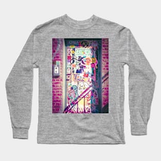 Pink Sticker Wall Brooklyn NYC Long Sleeve T-Shirt